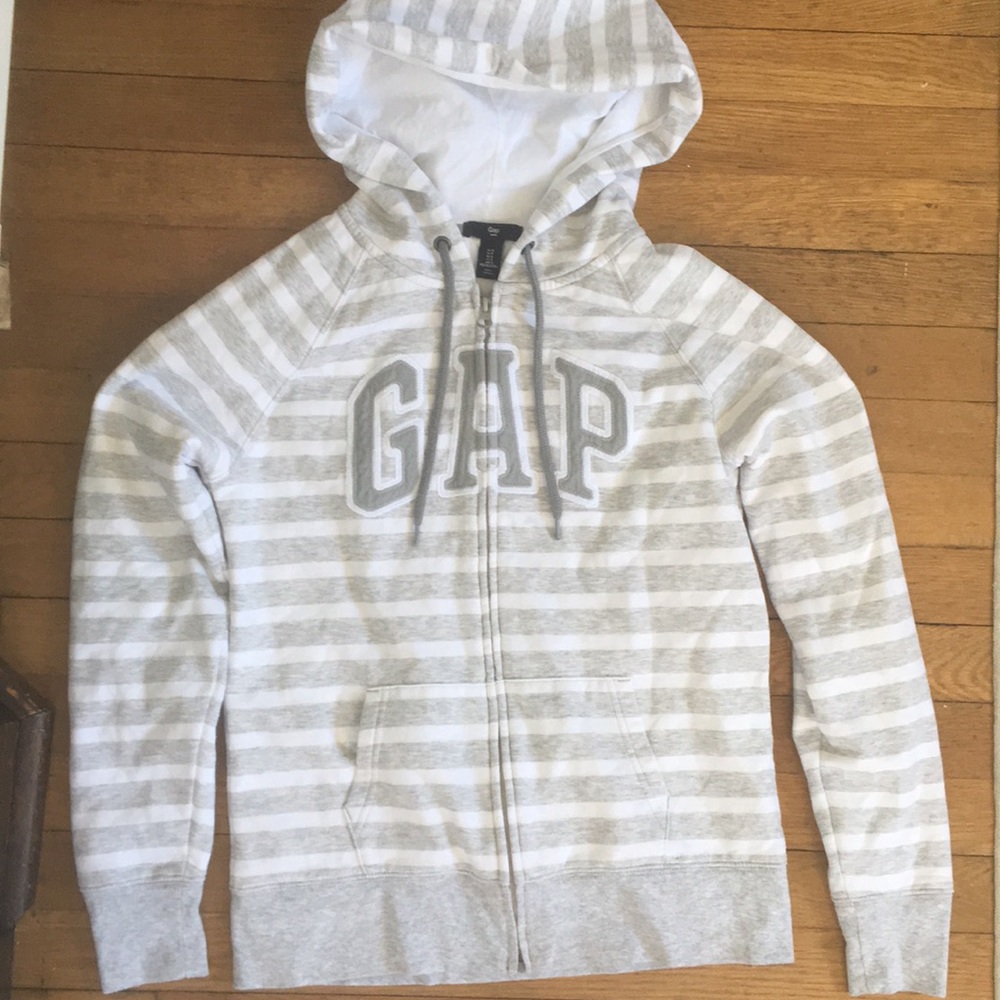 Gap women’s gray striped hoodie small